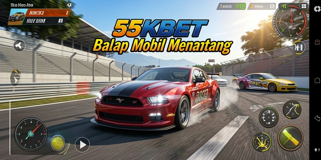 Screenshot utama 55KBET menampilkan aksi balap yang mendebarkan.