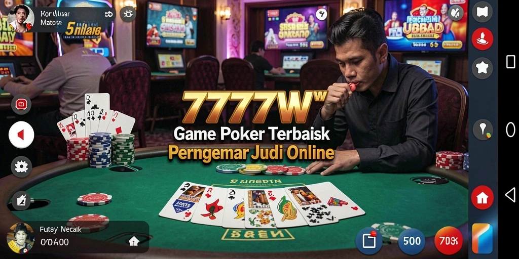Tampilan gameplay poker yang seru di 7777W.