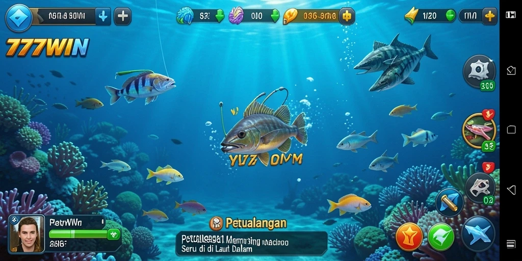 Screenshot gameplay 777WIN yang menampilkan aksi memancing mendebarkan.