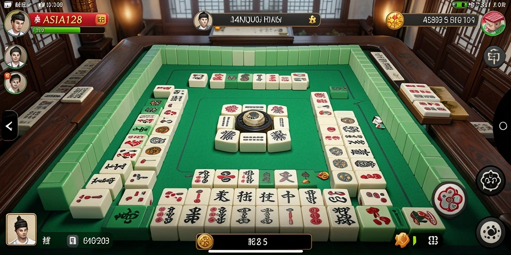 Tangkapan layar permainan ASIA128 menampilkan momen seru bermain Mahjong.