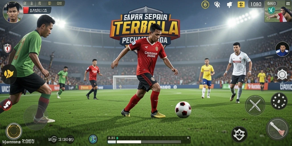 Gambaran gameplay BARU01 yang penuh aksi sepak bola.