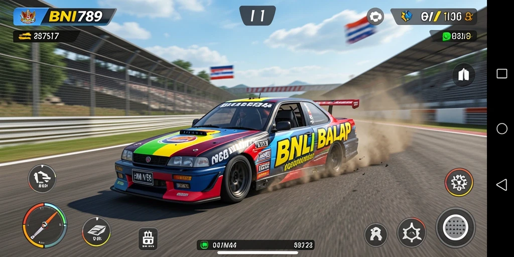 Tampilan gameplay <strong>BNI789</strong> yang seru dengan balapan mendebarkan.