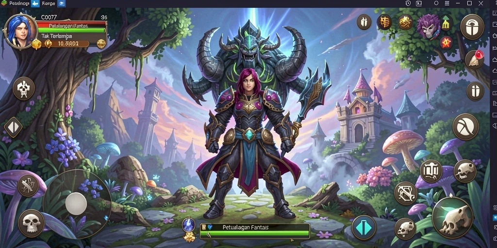 Screenshot utama C0077 menampilkan gameplay RPG yang epik.