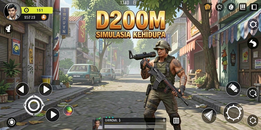 Tampilan menarik dari gameplay D200M yang menggambarkan dunia virtual.