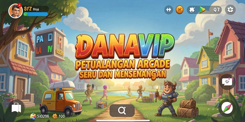 Tampilan gameplay seru dalam DANAVIP yang penuh warna.