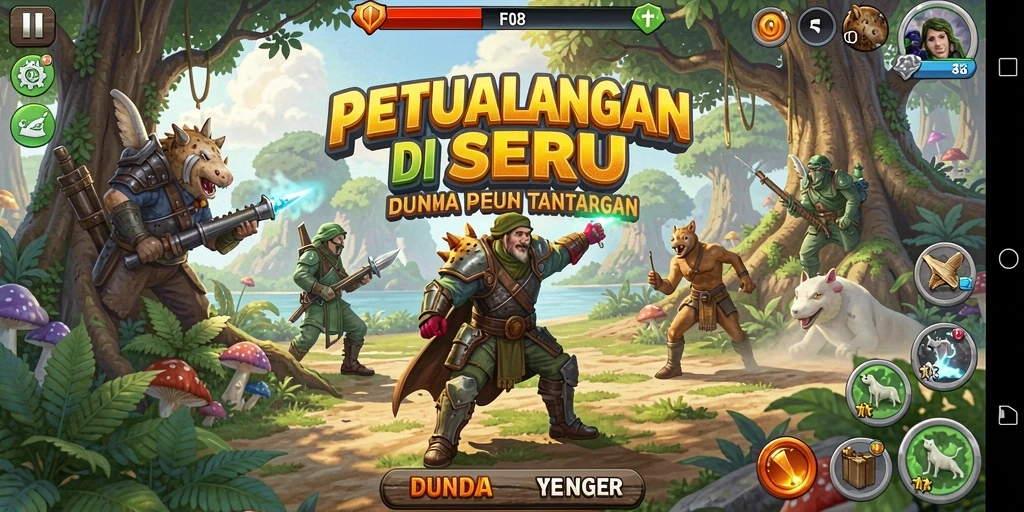 Tampilan gameplay seru F08 saat menjelajahi dunia petualangan.