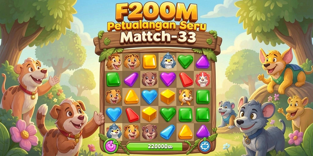 Tampilan gameplay F200M yang seru dan penuh warna.