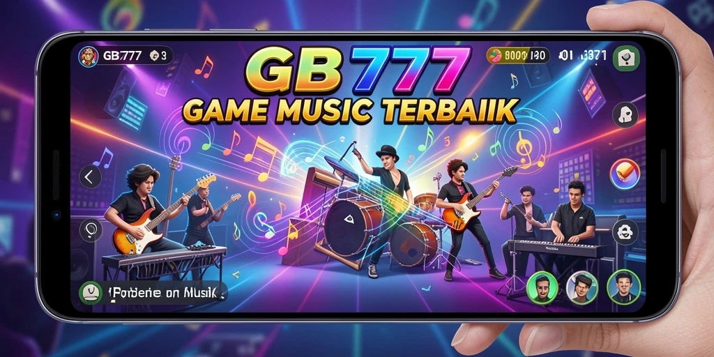 Tangkapan layar utama GB777 menampilkan fitur gameplay Musik yang menarik.