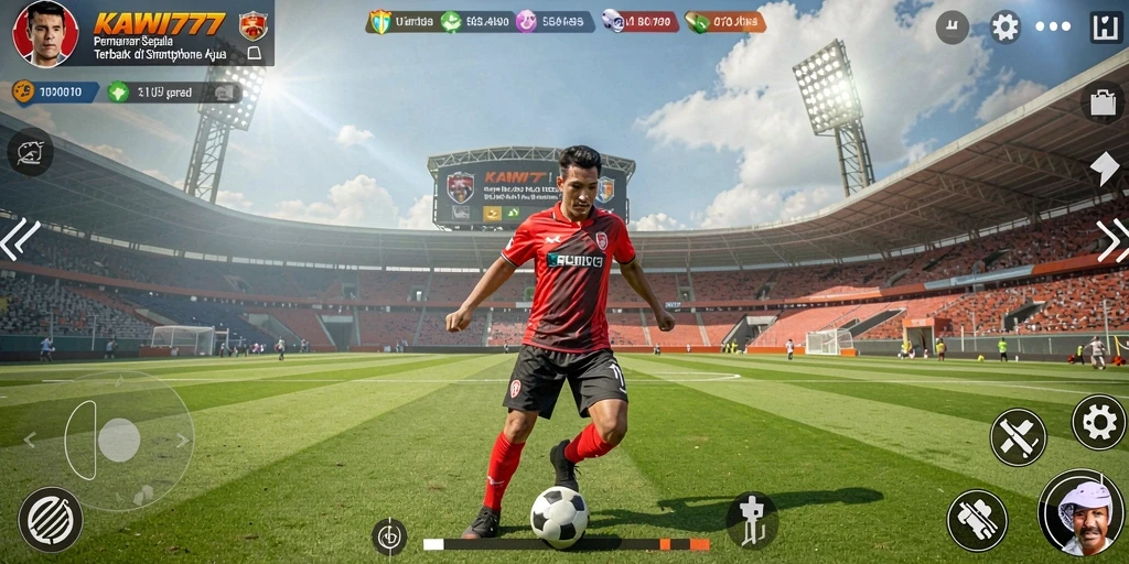 Tampilan gameplay menarik dari KAWI777 dengan aksi sepak bola mendebarkan.