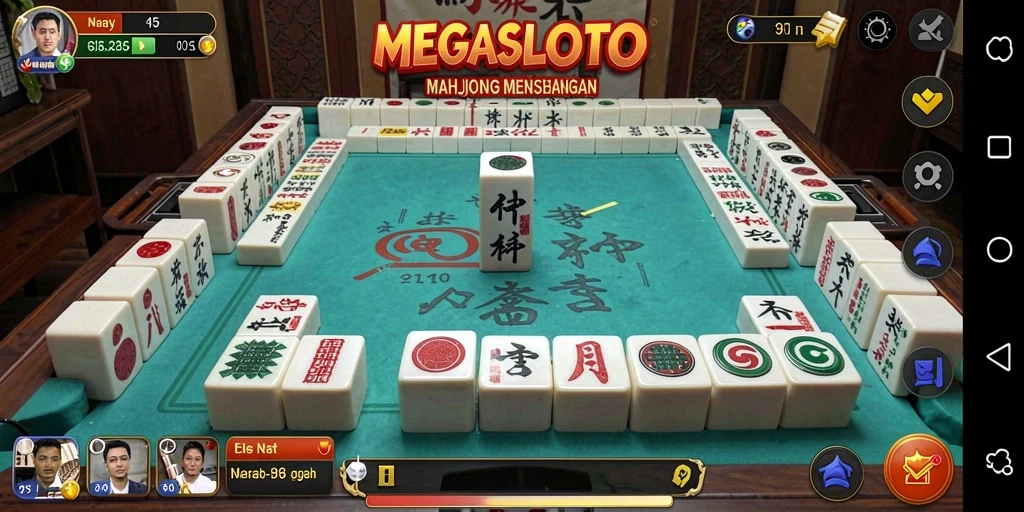 Tampilan menarik dari gameplay MEGASLOTO yang menampilkan aksi Mahjong.