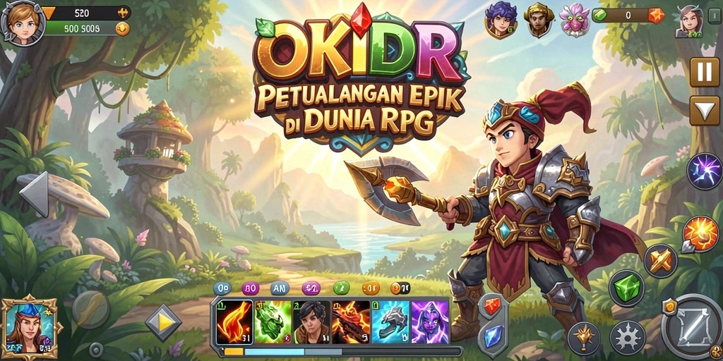 Tangkapan layar gameplay OKIDR yang menampilkan pertarungan strategis RPG.