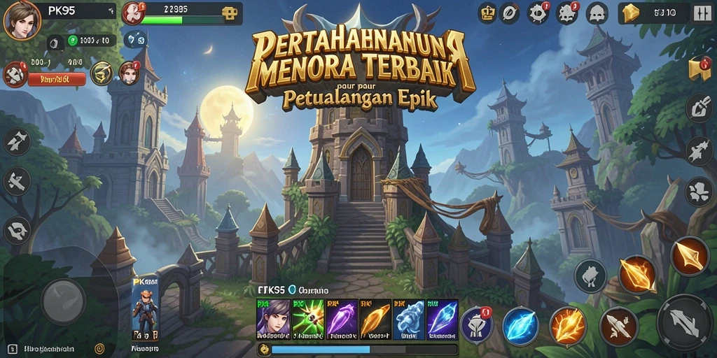 Gameplay menegangkan dalam PK95 dengan strategi menara yang menarik.