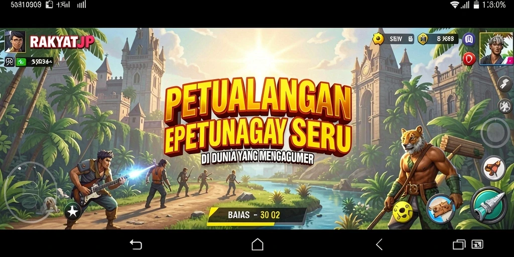 Gameplay seru RAKYATJP yang menampilkan aksi petualangan mendebarkan.