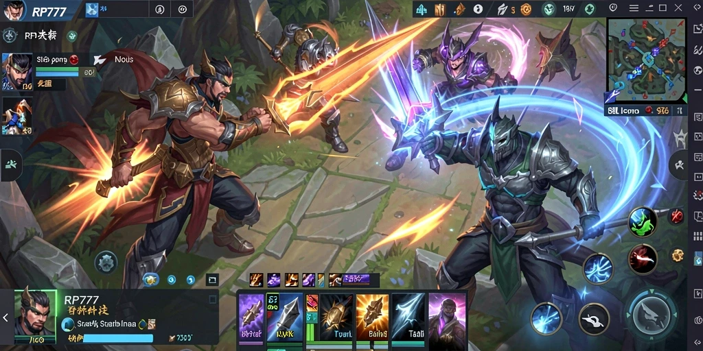 Gameplay seru dan menegangkan di RP777 dalam pertempuran MOBA.