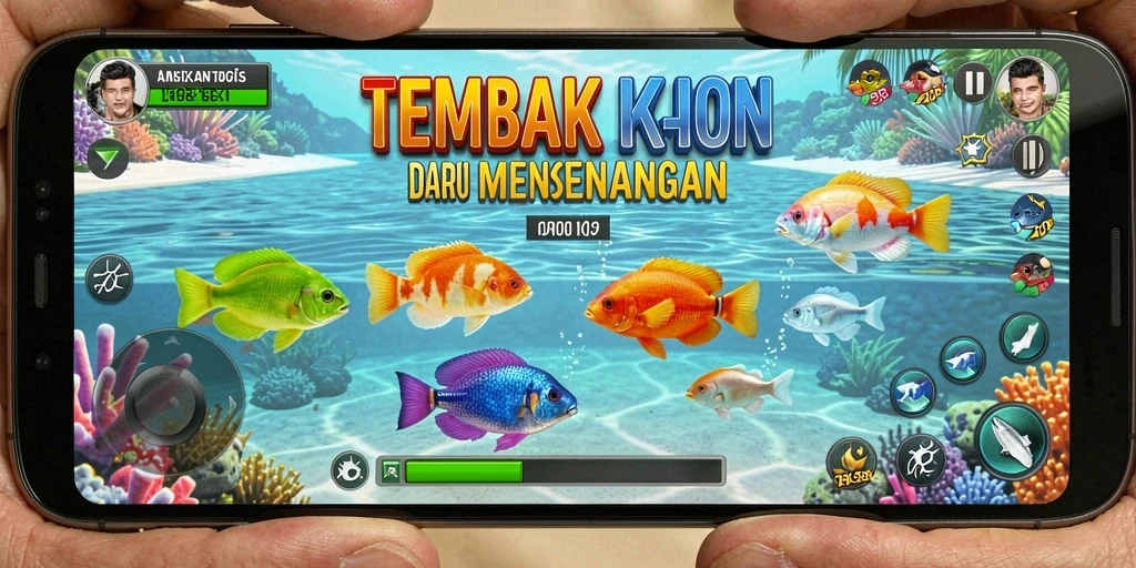 Screenshot gameplay RP8 menampilkan aksi seru tembak ikan.