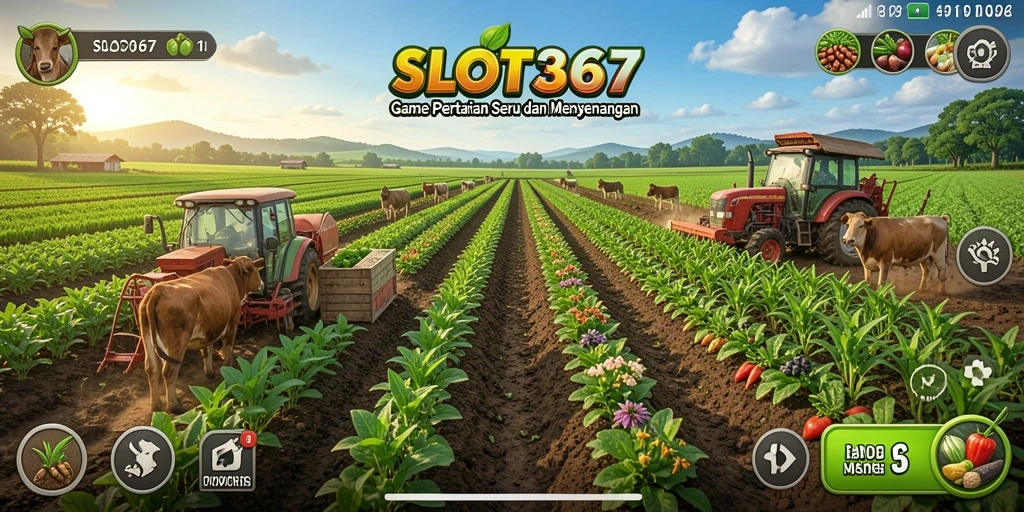 Screenshot menunjukkan gameplay menarik dari SLOT367 dengan ladang yang subur.