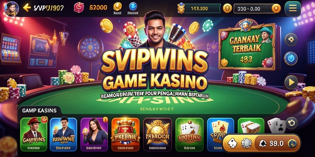 Screenshot utama SVIPWINS menunjukkan gameplay Kasino yang menegangkan dan seru.