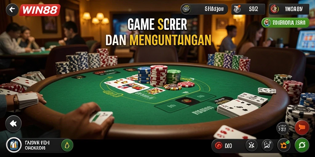 Screenshot gameplay WIN88 menunjukkan aksi seru permainan Poker.